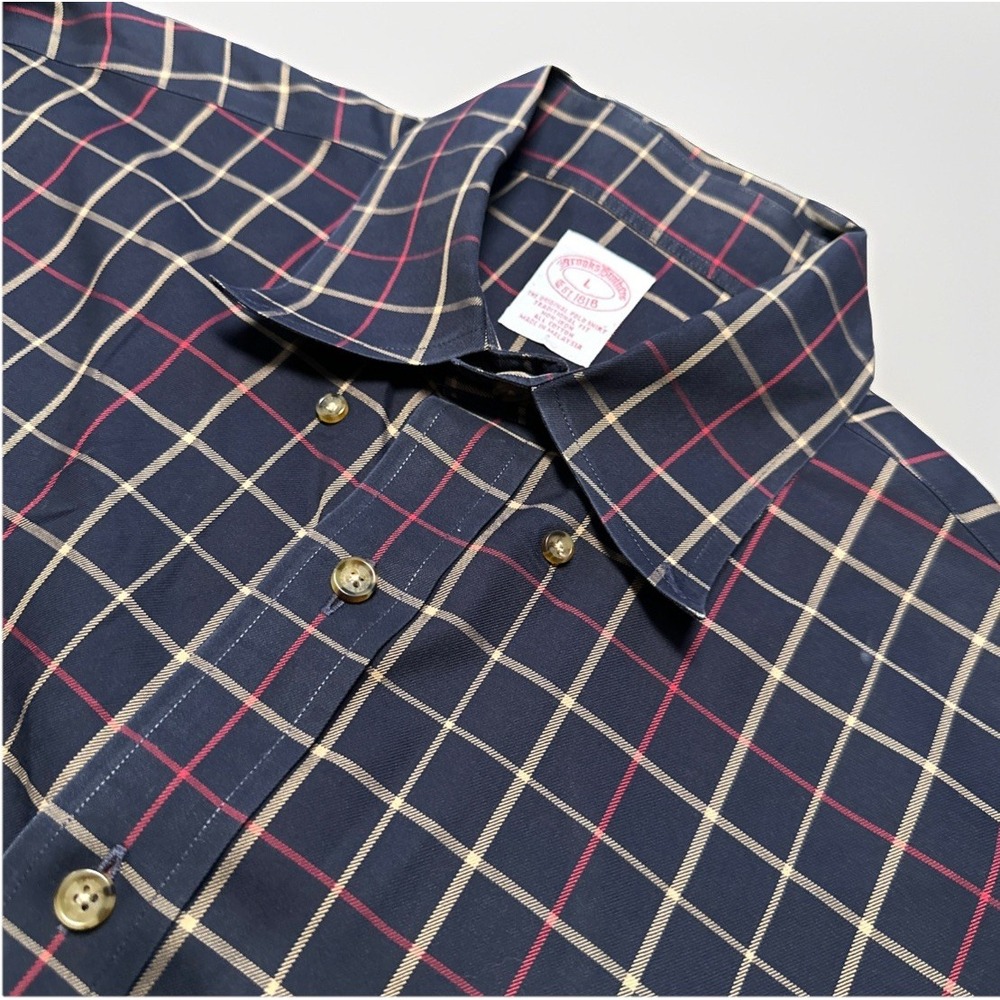 Brooks Brothers Regent Plaid Button Down Shirt Logo Non Iron‎ Mens Large